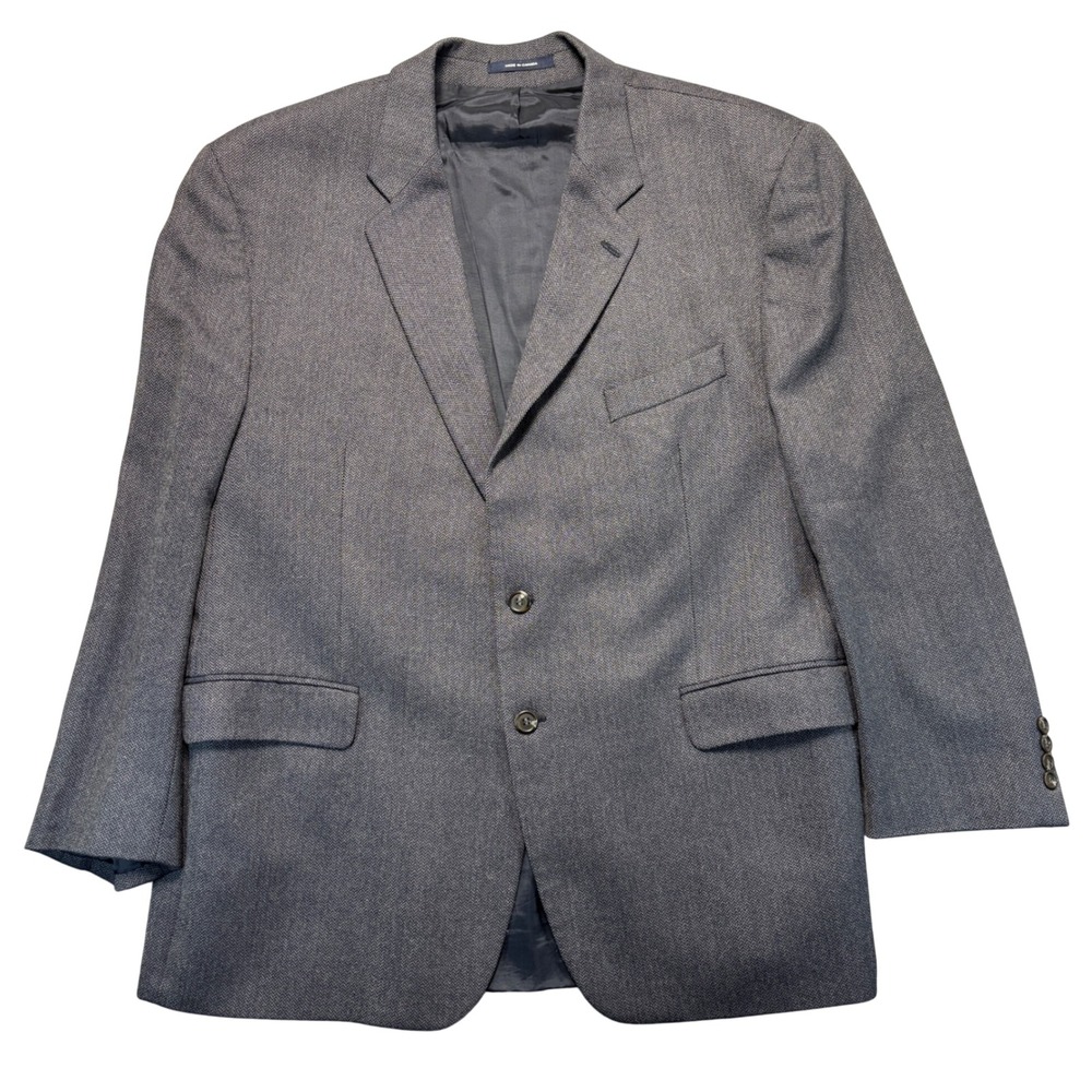 Chaps Ralph Lauren Mens Gray Herringbone Pure New Wool Blazer Sport Coat 44R
